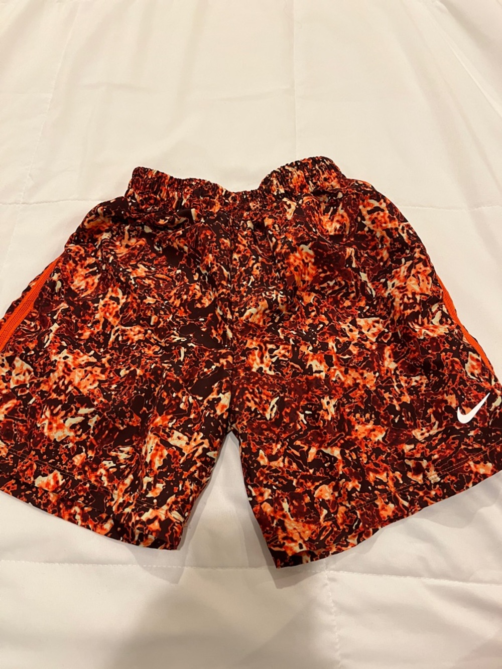 Nike Kids Red and Orange Printed Athletic Shorts